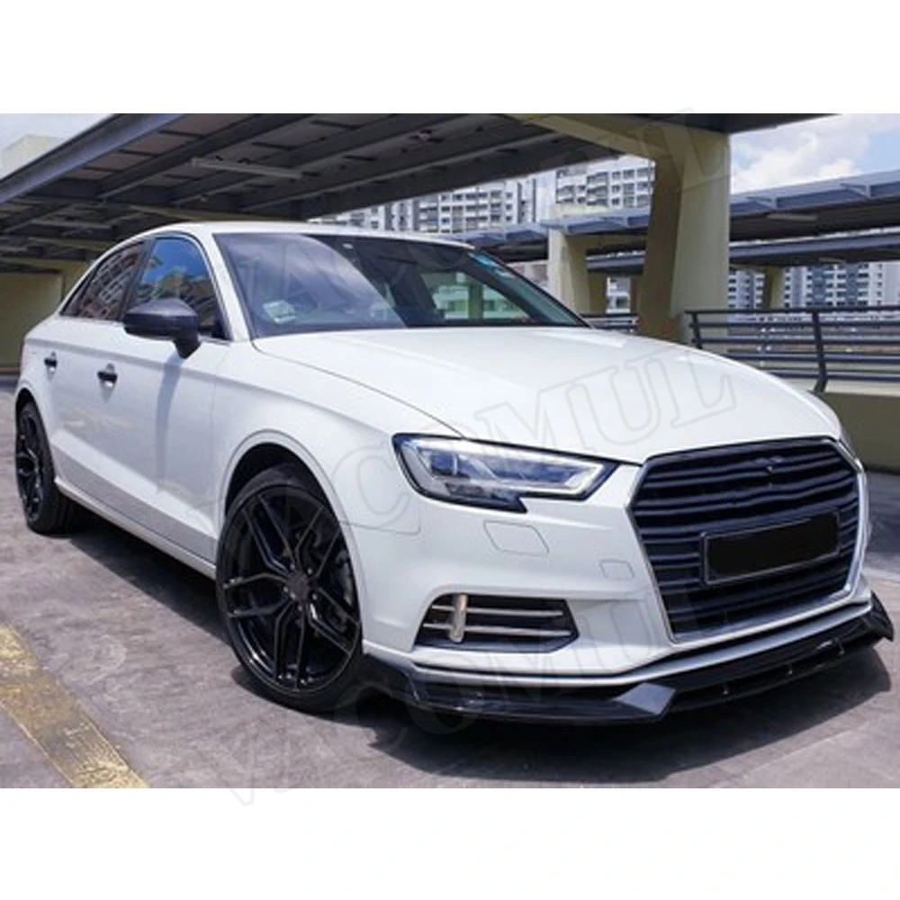 Передний бампер спойлер для Audi A3 Sline S3 Not Standard 2017 2018 2019 ABS Carbon Look Black Head Chin Guard