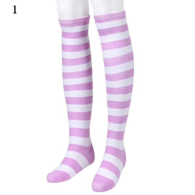 Elastic Over Knee Stripe Stockings Women Warm Fashion Knitted Cotton Cute Long Socks Casual Thigh High 12 Colors