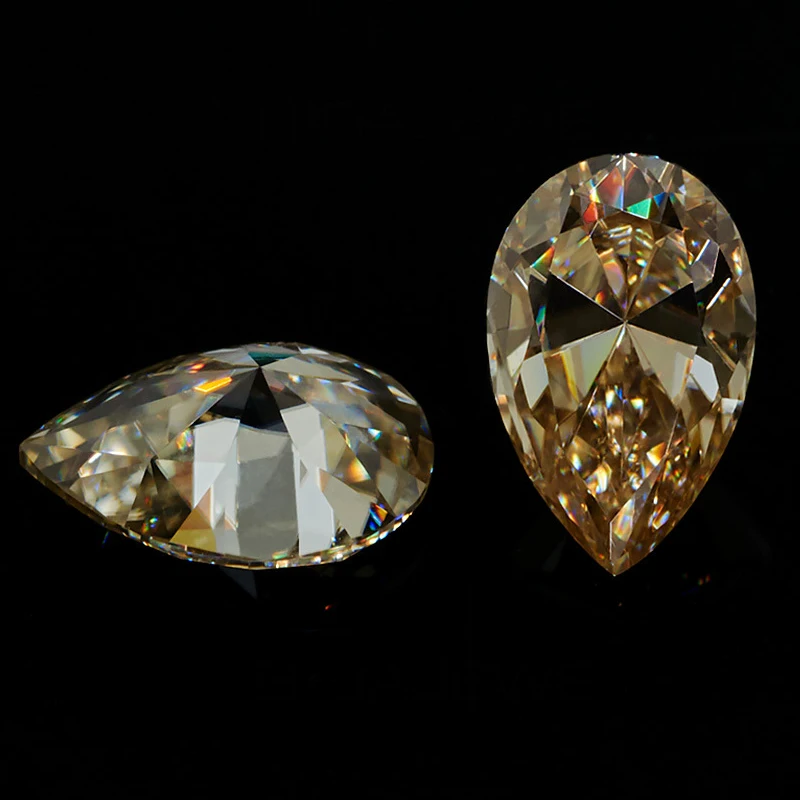 

Синтетические муассаниты кольцо с алмазом moissanites 1ct, цвета шампанского, грушевидной огранки, свободные, для изготовления ювелирных изделий