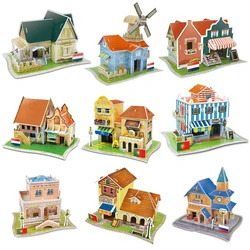 Jouets éducatifs de noël pour enfants, Puzzle 3D, modèle de construction de Mini maison pour étudiants, Excellent rapport qualité/prix 