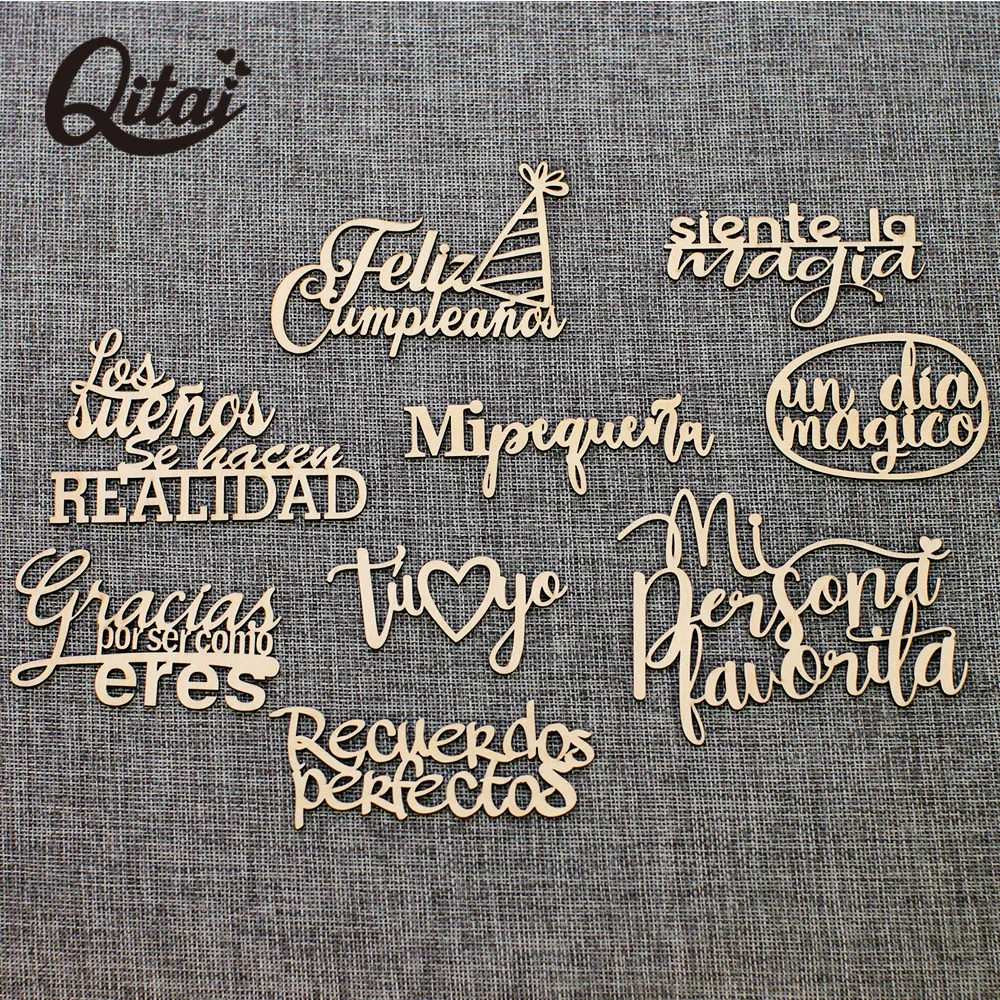 

Испанские слова: цитай 9 шт./кор. 9 модель Лазерная Резка деревянных любовный подарок для новорожденных неокрашенные деревянные слов из исин...