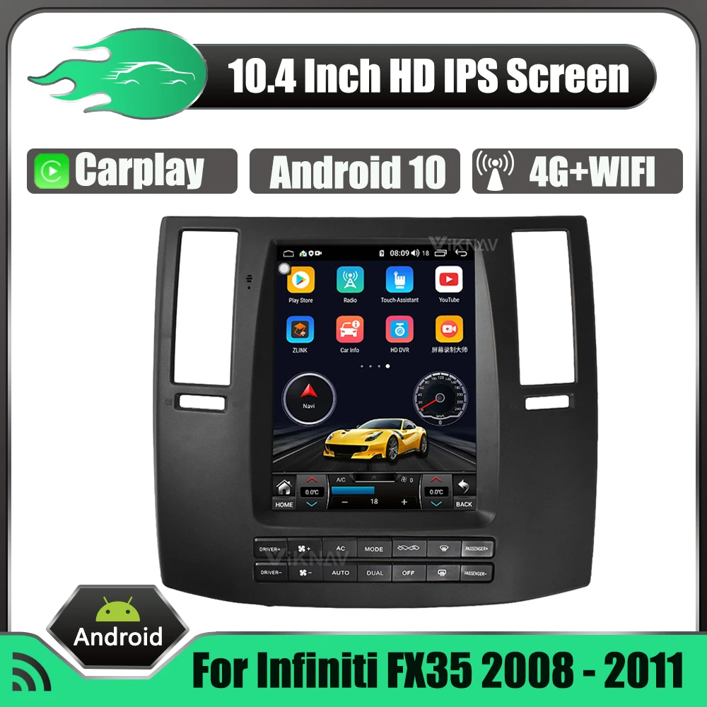 

10,4 Android автомобильное Стерео Авторадио GPS навигация для Infiniti FX35 2008-2011 мультимедийный видеопроигрыватель с HD экраном головное устройство