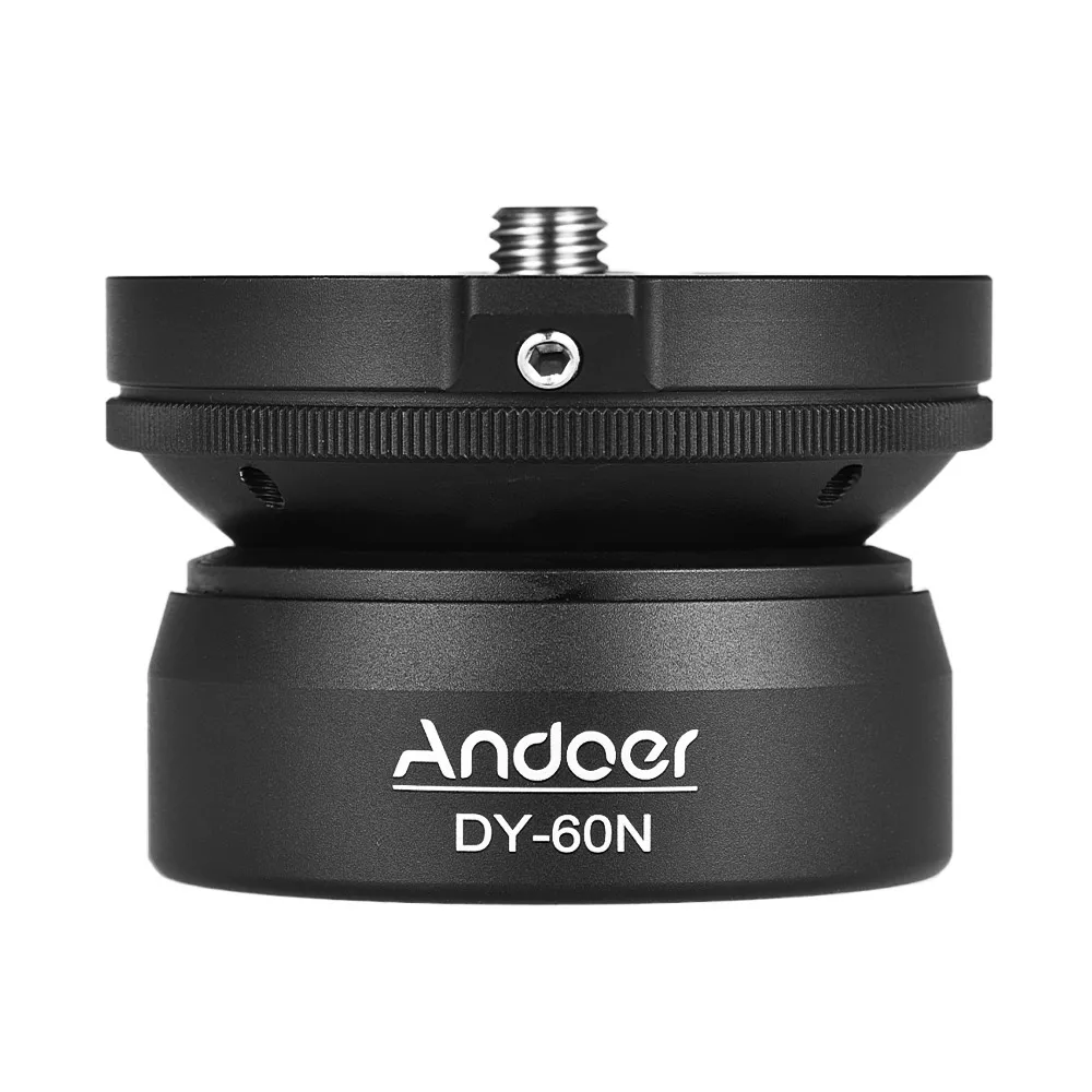 Andoer DY-60A Aluminum Alloy Tripod Leveling Base Panorama Photography Ball Head with 1/4" screw Bubble Level for Canon