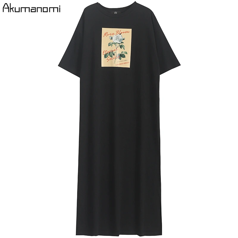 Хлопковые топы размера плюс 7xl 6xl 5xl 4 Xxxl Черное макси платье футболка женские
