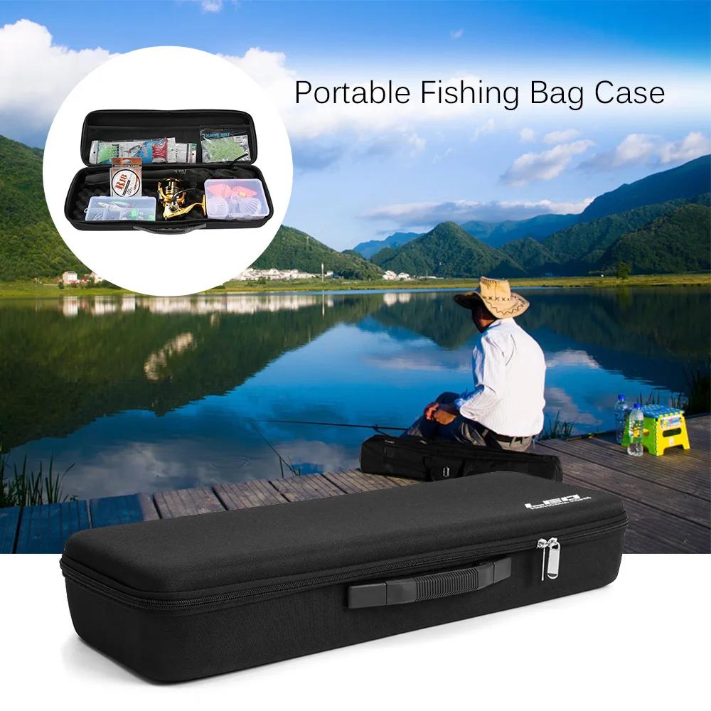 Portable Fishing Bag Case Hard Bottom Shockproof Fishing Rod Reel Carry