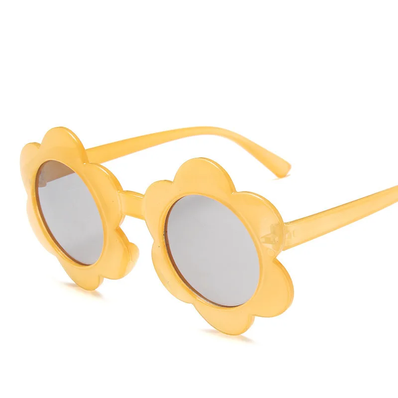 Модные платья с цветочками Новые детские солнцезащитные очки прозрачные очки симпатичная детская одежда с рисунком "Подсолнух" детские солнцезащитные очки для мальчиков и девочек - Цвет линз: Цвет: желтый