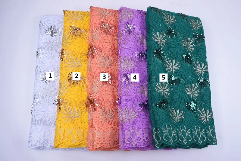 Description Picture 2 of itemLatest Pure White African Sequin Lace Fabric Embroidery French Mesh Lace Fabric With Sequins Nigerian Tulle Lace For Party S2041
