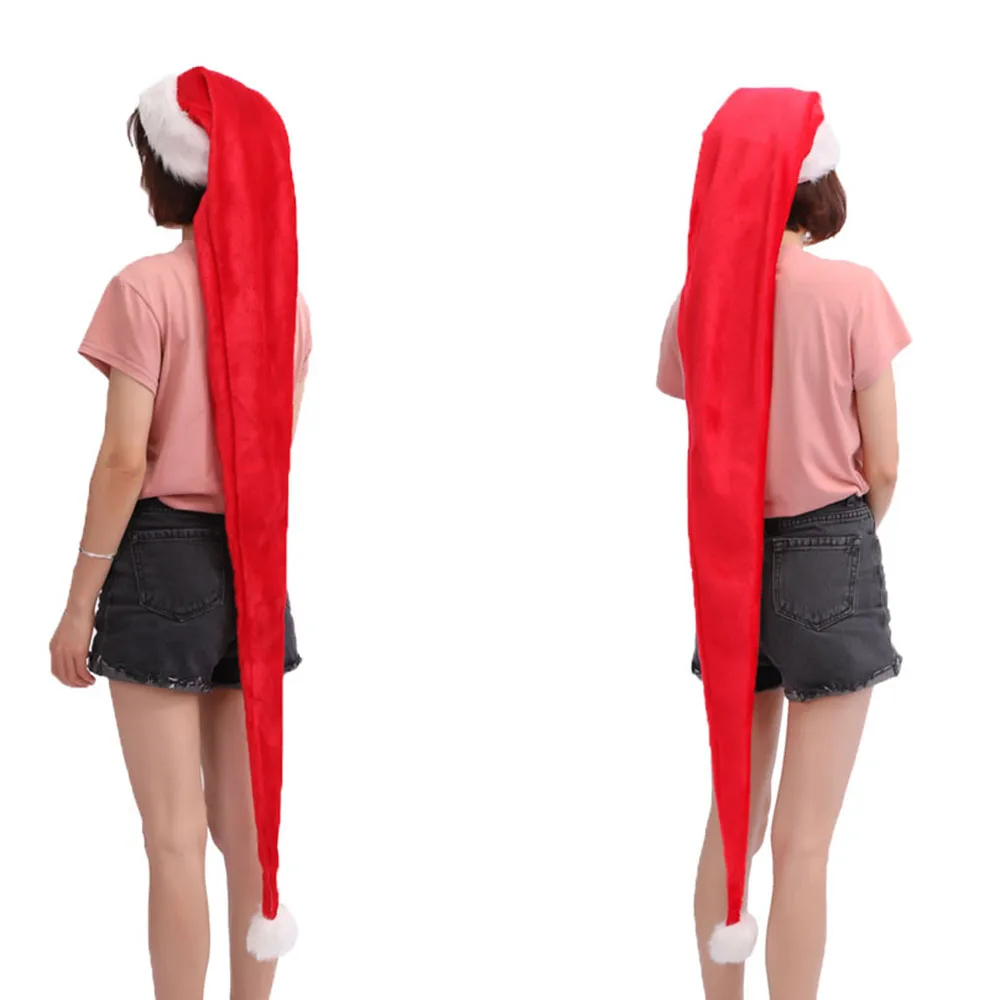 Original 1.5m Christmas Cap Hat Santa Claus Long Hat Plush Adult Xmas Costume christmas home decorations