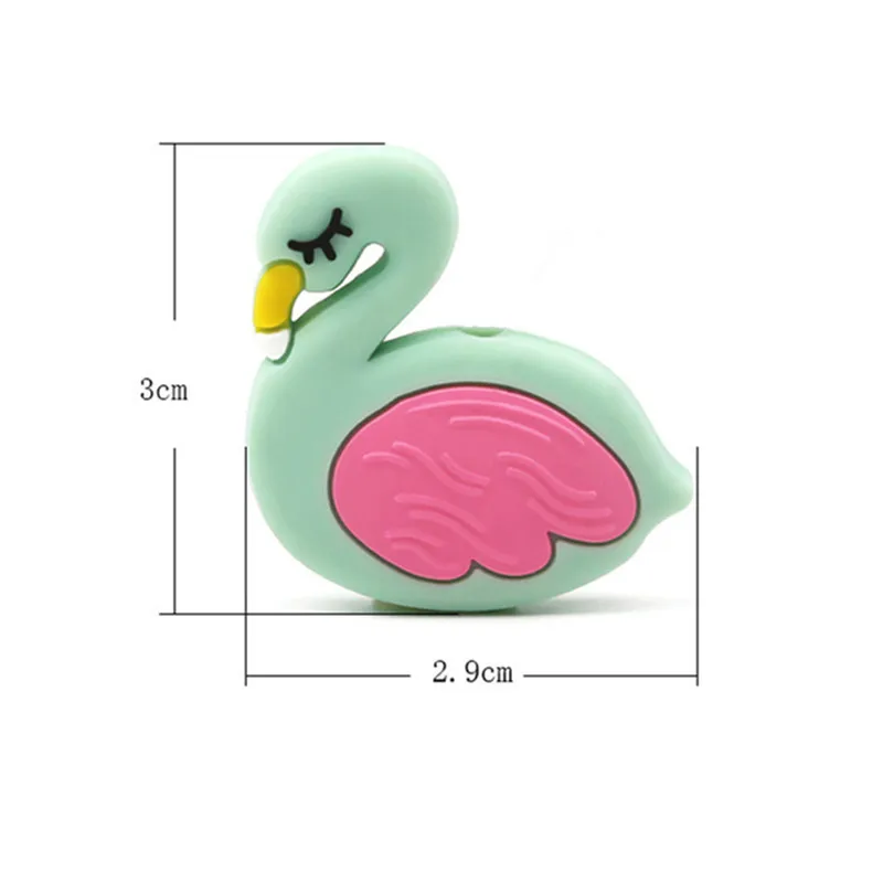 1 шт. детский прорезыватель, клипсы, цепочка, бусины, жемчуг, фламинго, форма игрушки, силиконовые прорезыватели, пищевой мини Силиконовый Прорезыватель