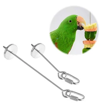 

Birds Food Holder Parrot Feeder Support Stainless Steel Fruit Spear Stick Meat Skewer Bird Feeding Stick