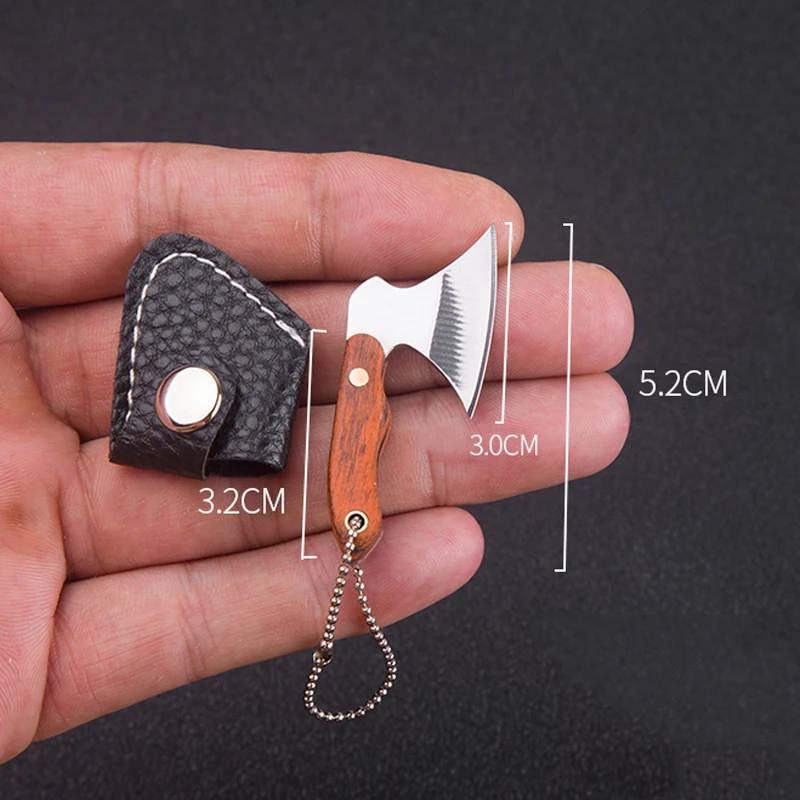 Pocket Creative Mini Hatchet Knife Portable Keychain Ax EDC Fixed Blade Wood Handle Kitchen Small Knives Decorating Rings | Инструменты