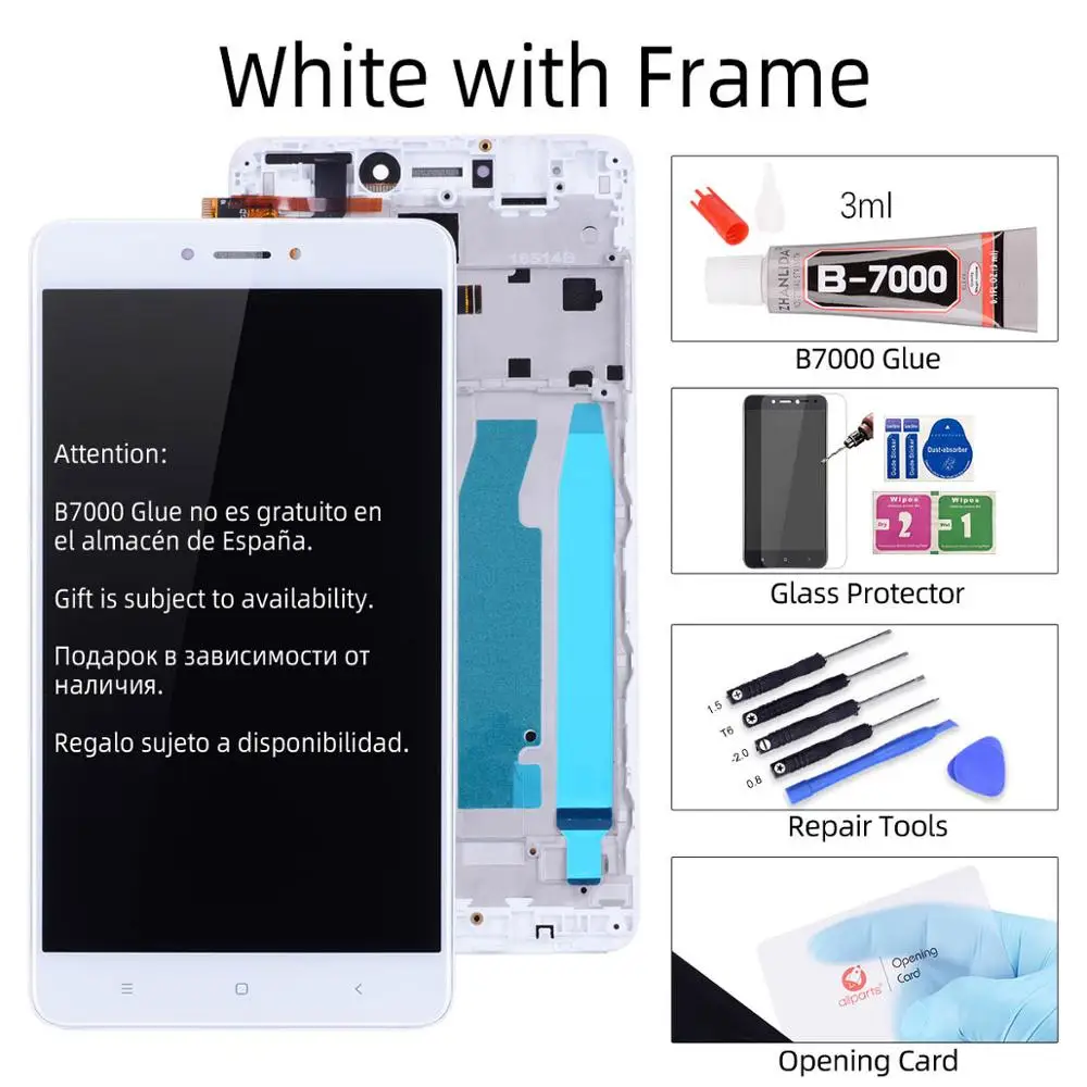 with Frame White Snapdragon 625 Дисплей для Xiaomi Redmi Note 4x LCD в сборе с тачскрином на рамке 5.5'' черный белый золото - Цвет: with Frame White