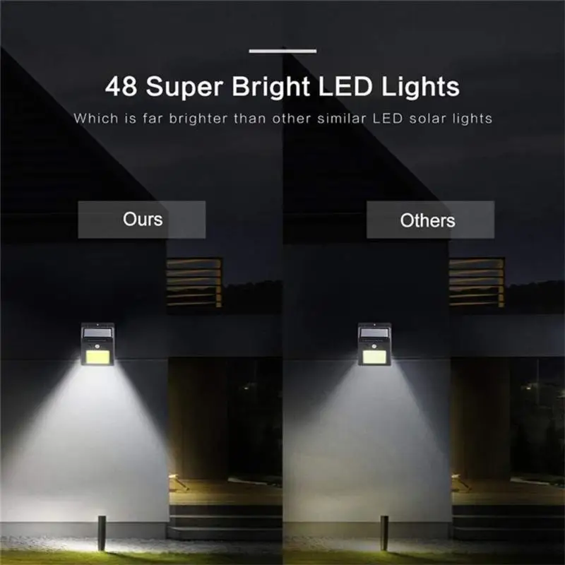 48LED COB открытый солнечный светильник датчик движения IP65 дорожка двора настенный ночной Светильник