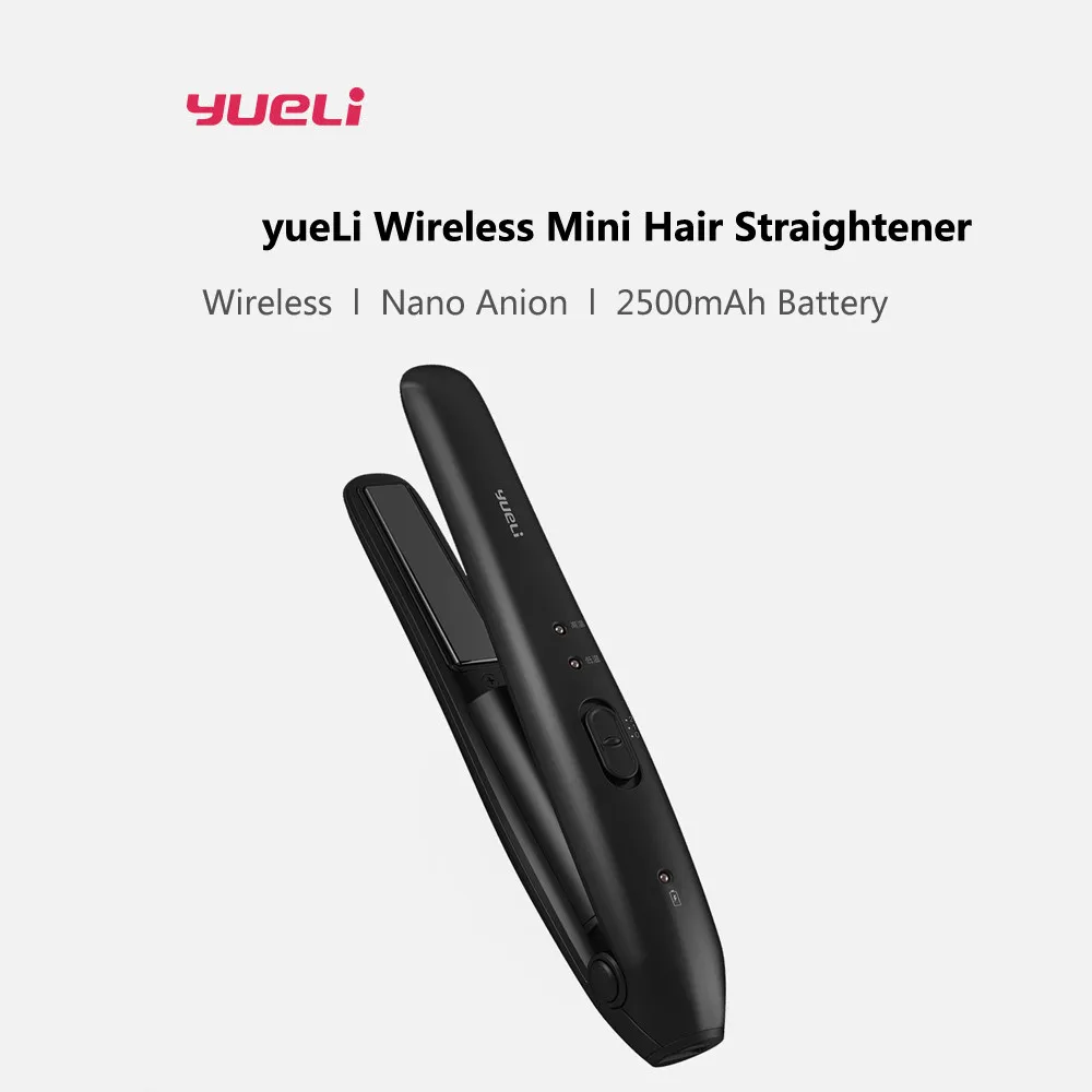 YueLi Wireless Mini Hair Straightener Wireless 2500mAh Battery Power Bank Portable LED Indicator for Traveling Home 