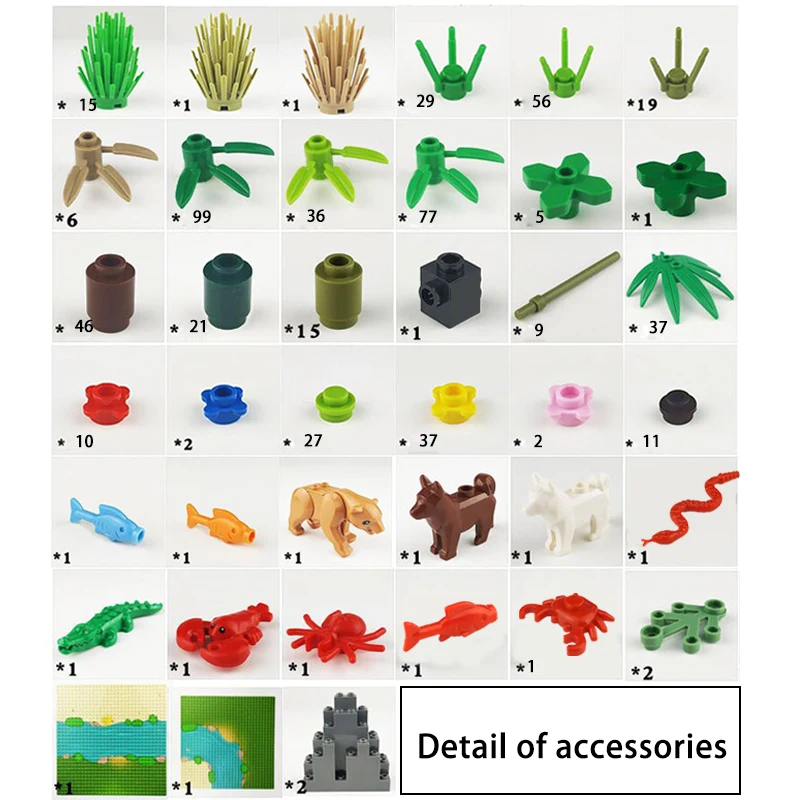 Tanie 32*32 punktów klasyczne płyty bazowe tropikalny deszczowy klimat zielony dżungla klocki las deszczowy zwierząt trawa drzewo MOC zabawki dla dzieci prezent