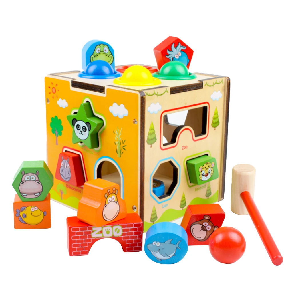

Baby Match Intelligence Box For Shape Sorter Cognitive And Matching Wooden Building Blocks Kids Children Educational Toys Apr27