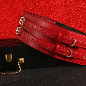 Thierry BDSM Bondage Restraint Kits Handcuffs Collar Wrist Ankle Leg Thigh cuffs Waist Belt Mask Sex Toys For Couples Adult Game 5