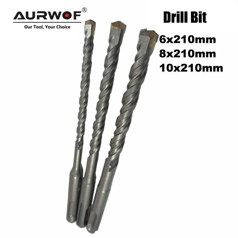 LAVIE 3pc/Lot SDS Plus Drill Bits 6 8 10mm 210mm Hole Saw Drilling for Electric Hammer Concrete Wall Brick Block Masonry DB01010