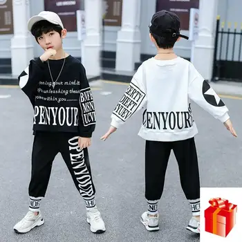 

Best Selling Children Sets Early Autumn New Boys Loose Long-sleeve Blouses + Trousers Sports Two-piece Set of Teenage Boys Suit