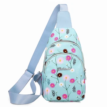 

Fashion Floral Pattern Women Chest Bag High Quality Waterproof Nylon Shoulder Bag Girls Lovely Casual Sling Messenger Bag sac