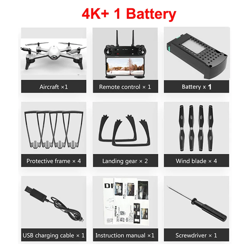 white-4K-1B 4K камера дроны Радиоуправляемый Дрон оптический поток 1080P 720P 4K HD Двойная камера в реальном времени воздушная видео Радиоуправляемый квадрокоптер позиционирование самолета - Цвет: white-4K-1B