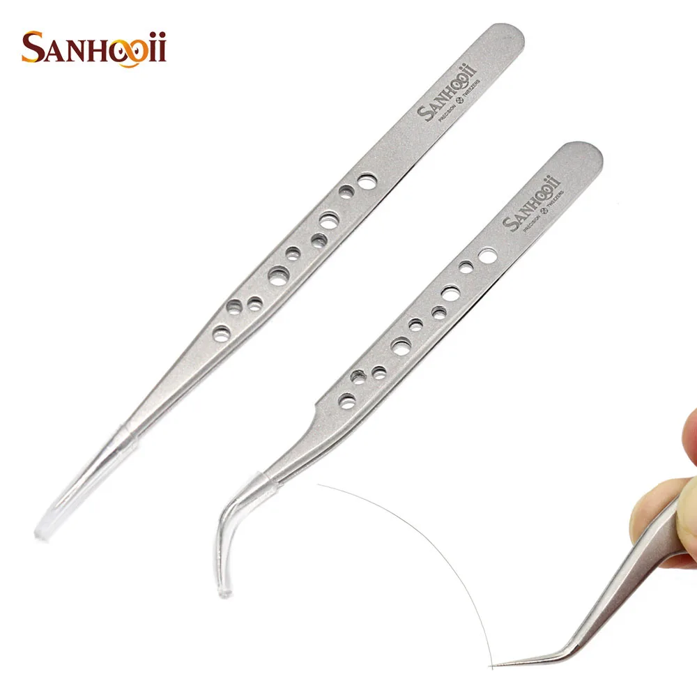 

Stainless Steel Eyelash Tweezers Tool Superhard Anti-Static Eyelash Extension Tweezer Nail Rhinestone Decorations Picking Plier