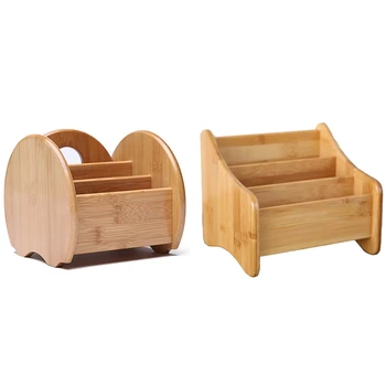 

2x 3 Grid Bamboo Remote Control Storage Box Stationery Headphone Cable Cell Phone Office Desktop Storage Box
