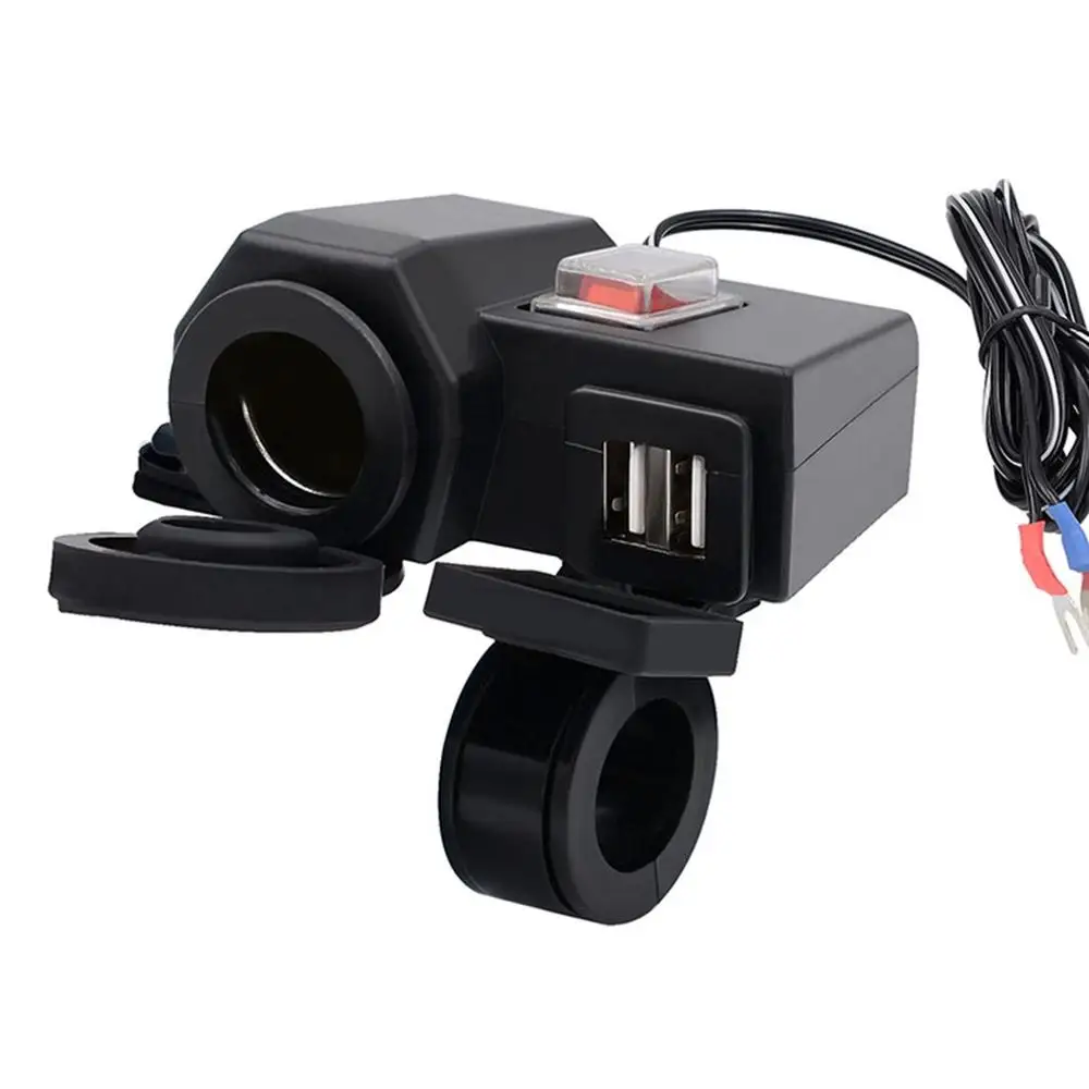 Motorcycle Mobile Phone Charger Waterproof Cigarette Lighter Seat+ Dual Usb1A2.1A Universal Modification Accessories