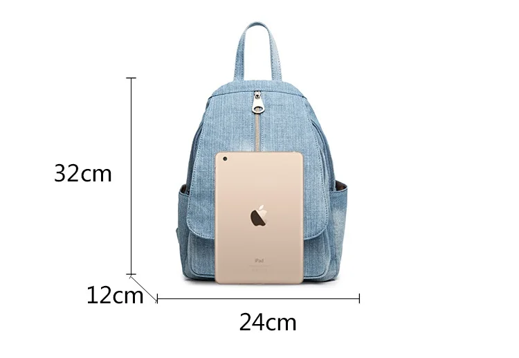 Blue Denim Canvas Women Backpack Big Capacity High Quality female School Bag Casual Jeans Travel shoulder Bag Rucksack Mochila