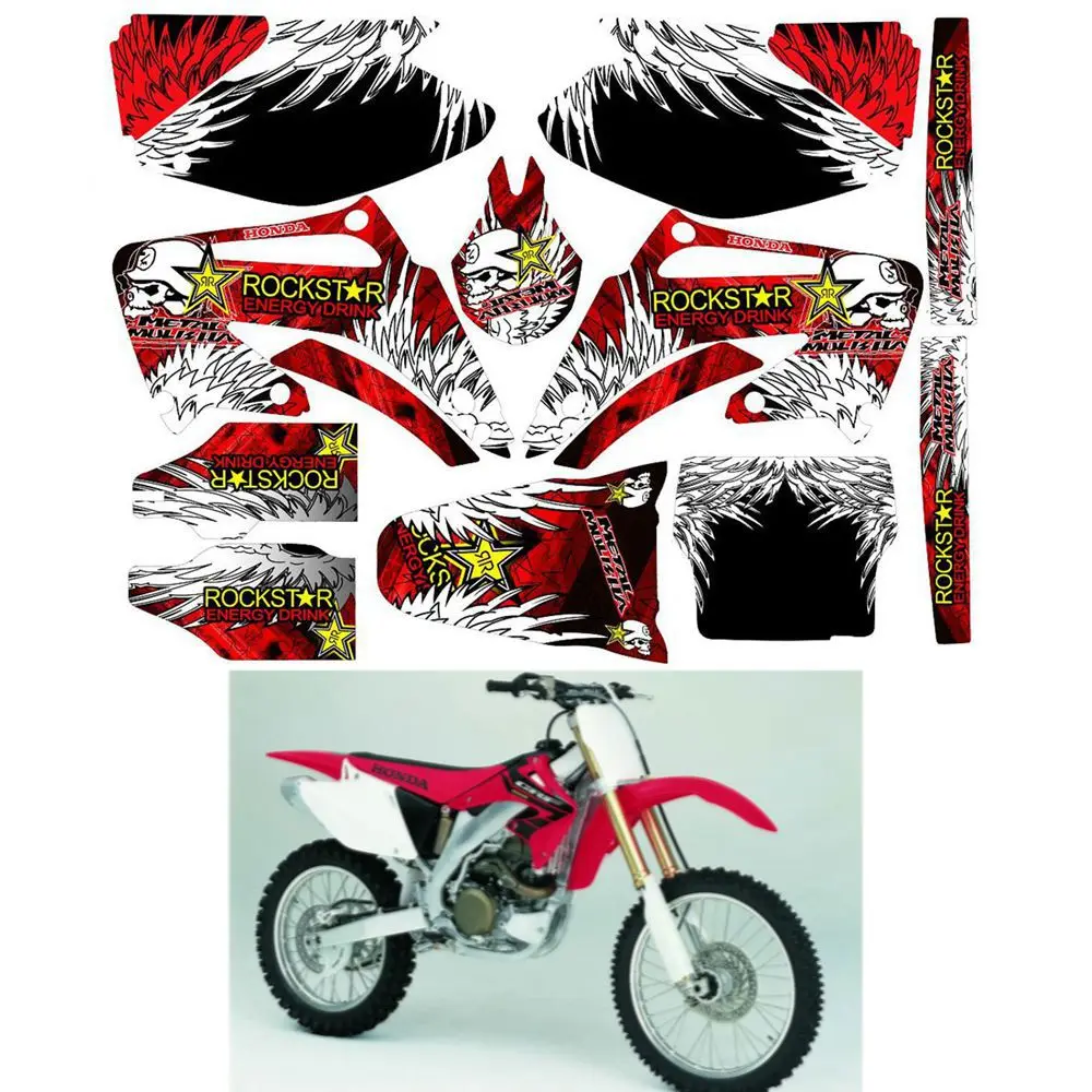 

For Honda CR125 CR250 CR 125 250 2002 2003 2004 2005 2006 2007 Customized Number Graphics Backgrounds Stickers Kit Decal