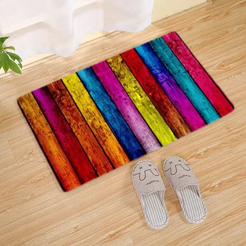 

Creative Colored Wood Grain Pattern Super Soft Velvet Living Room Carpet Bedroom Floor Mat Bathroom Mat Doormat Foot Pad