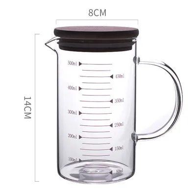 500ml pot with cover Пищевая боросиликатная стеклянная молочные чашки чайник кухонные принадлежности молочная мерная молочная прозрачная стеклянная чашка кухонные весы - Цвет: 500ml pot with cover