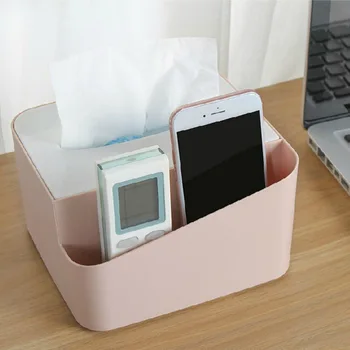 

1 pc Multifunction Tissue Box Plastic Creative Sundries Desktop Remote Control Organizer Container Holder