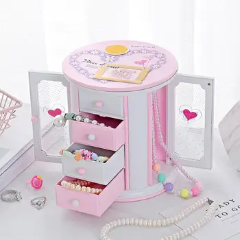 

3 Layer Necklace Bracelet Jewelry Storage Case Music Box Kids Clockwork Toy Desk Decor Music Box A Birthday Present Kid/Friends
