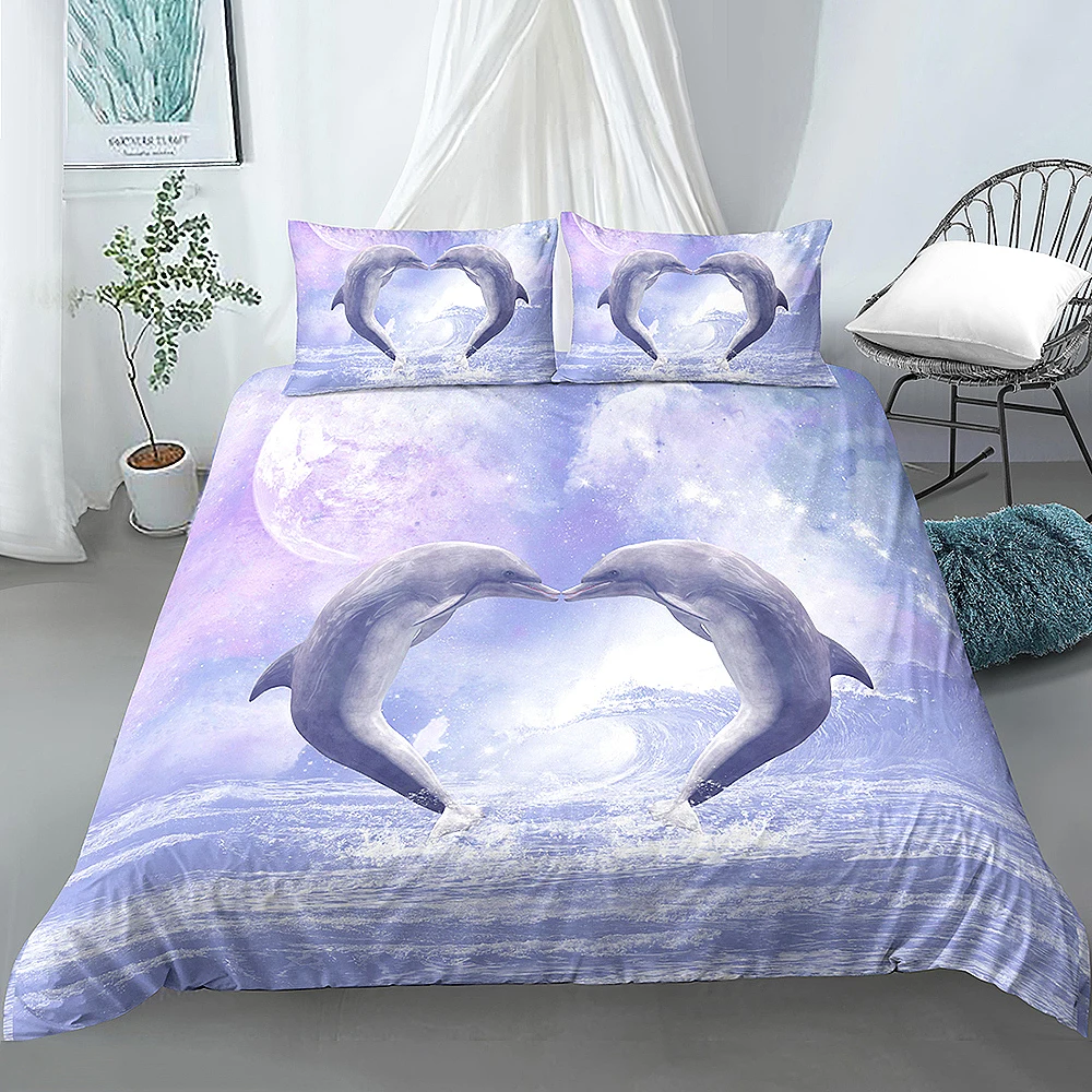 Bedding Cover Duvet Cover With Sheets 3PC 3D Natural Print Dolphin Brand New 
