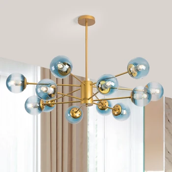 

New LOFT Modern Gold Lustre chandeliers 6-16 Arms Retro Adjustable Edison Bulb Lamp E27 Art Spider Ceiling luminaire Fixture