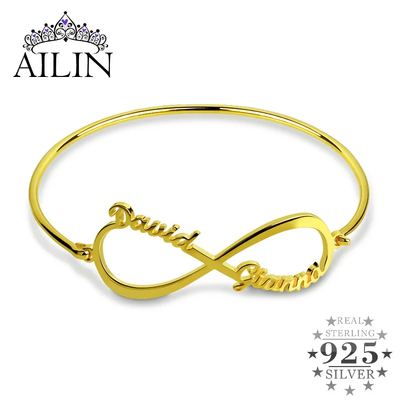 Customized индивидуальные Бесконечность именной браслет розовое золото цвет