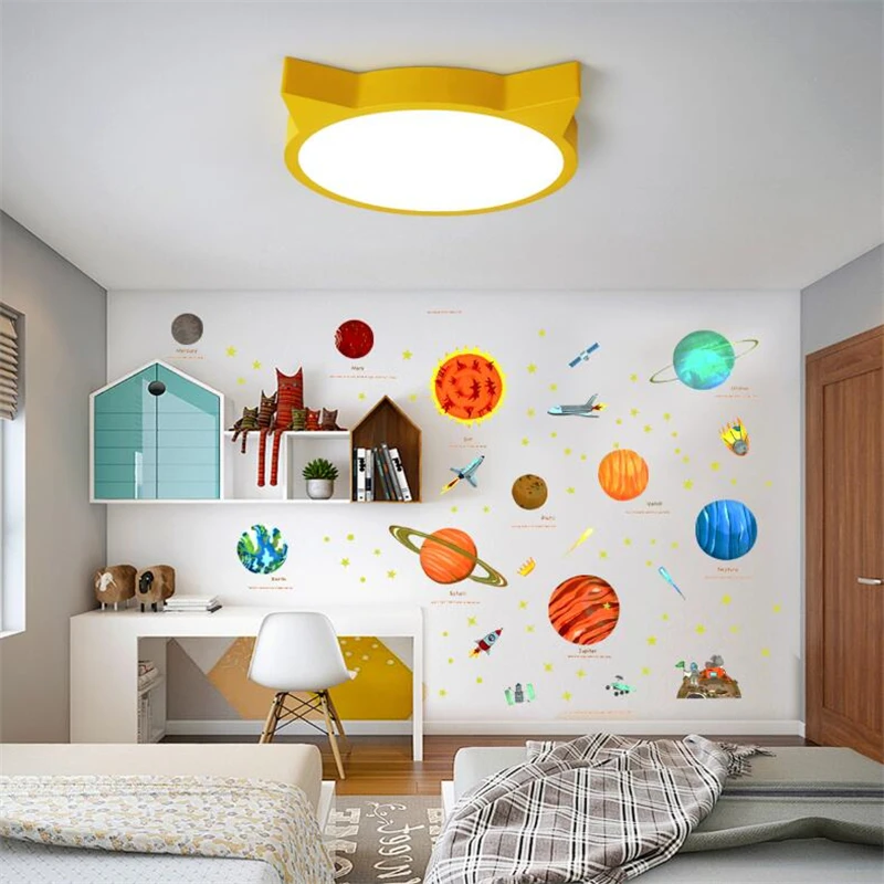 Space planet wall stickers for children's room, kindergarten baby room wall decoration, bedroom door stickers