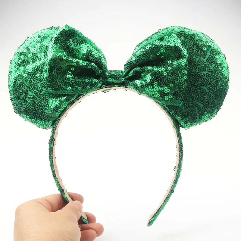Christmas Hair Clips Cute Sequin Mickey Ears Headband Accessories Fancy Minnie Hairband Bows for Girls Party with Minnie
