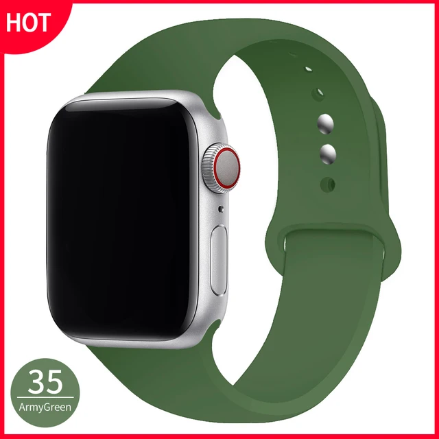 Silicone Strap For Apple Watch Band 42mm 45mm 38mm 44mm 40mm Smartwatch Rubber Sports Watchband Bracelet iWatch series 7 6se 5 4 ArmyGreen
