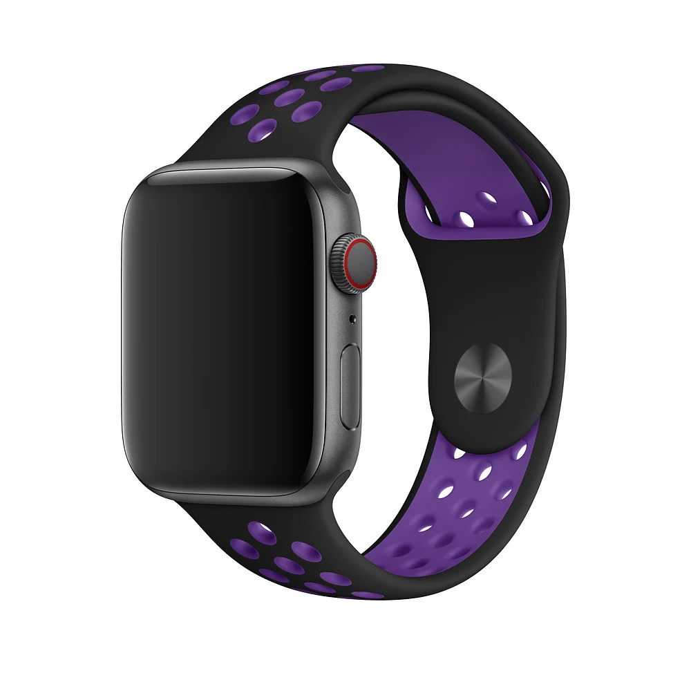 Black Hyper Grape36 Дышащий силиконовый спортивный ремешок для Apple Watch 5 4 3 2 1 42 мм 38 мм резиновый ремешок для Nike+ Iwatch 5 4 3 40 мм 44 мм - Цвет ремешка: Black Hyper Grape36