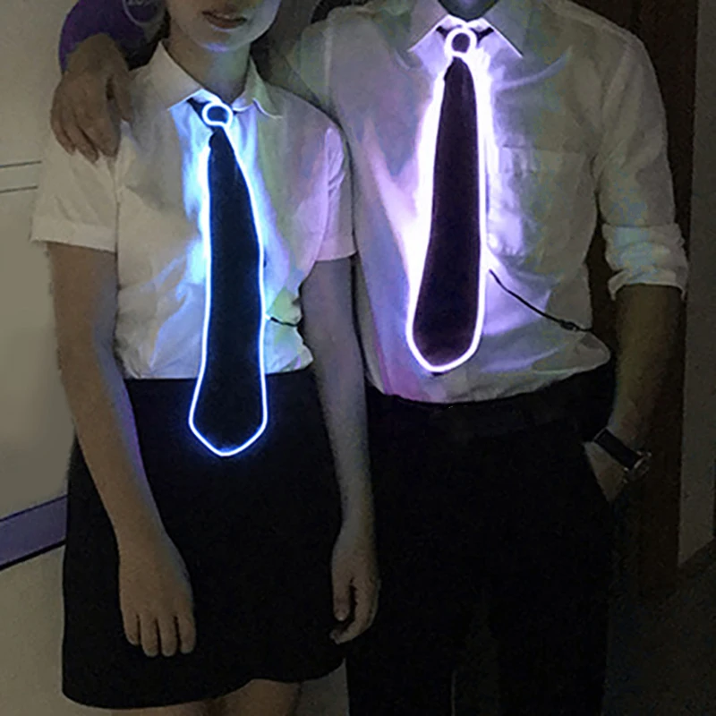 

EL Tie LED Luminous Light Up Flashing Striped Luminous Necktie Men Club Cosplay Party Costumes Glowing Supplies Bar Show