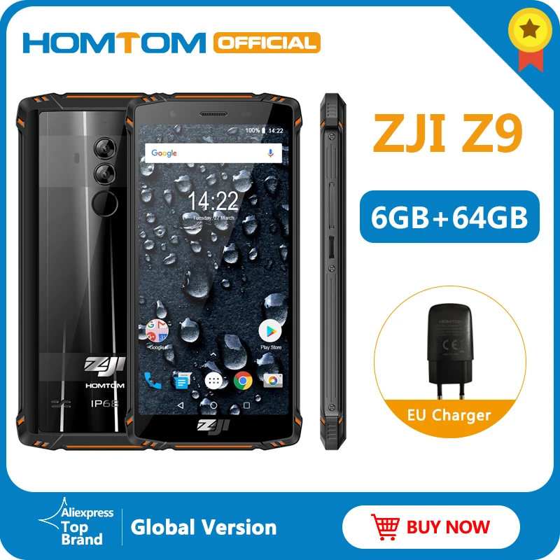  Global Version HOMTOM ZJI Z9 Helio P23 IP68 Waterproof 4G LTE Smartphone 5.7 inch 6GB + 64GB ROM 55 - 4000065932156