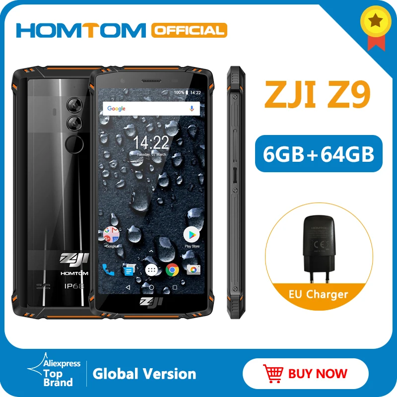 Глобальная версия HOMTOM ZJI Z9 Helio P23 IP68 Водонепроницаемый 4G LTE смартфон 5 7 дюйма 6 ГБ + 64