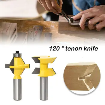 

2Pcs 120 Degree Lock Miter Finger Joint Router Bits Set 1/2'' Shank Milling Cutters for Wood Plywood Mdf Woodworking Tools