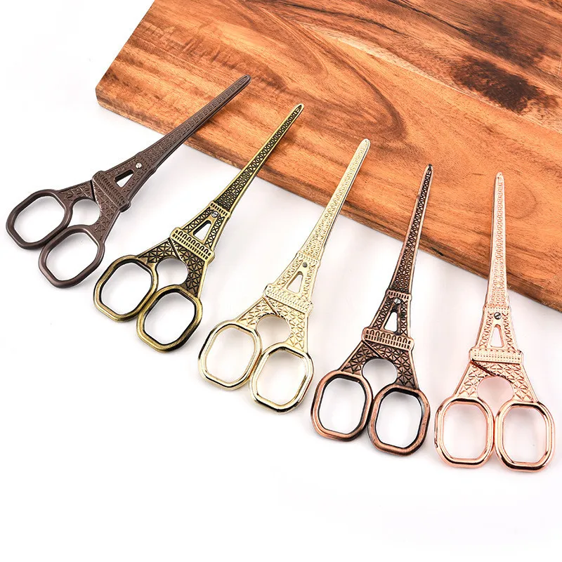 Stainless Steel Vintage Scissors Eiffel Tower Shape Professional Sewing Scissors for Fabric DIY Sewing Tools Needlework Scissors