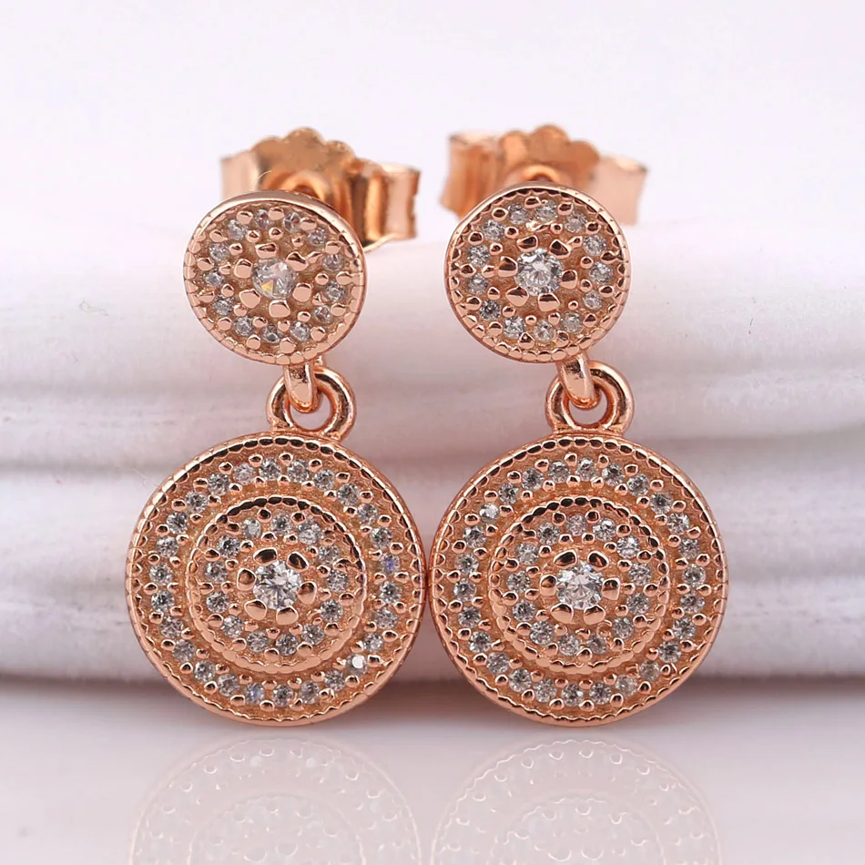 

Authentic 925 Sterling Silver Earring Rose Radiant Elegance Hanging Earrings For Women Wedding Gift Fine Diy Jewelry