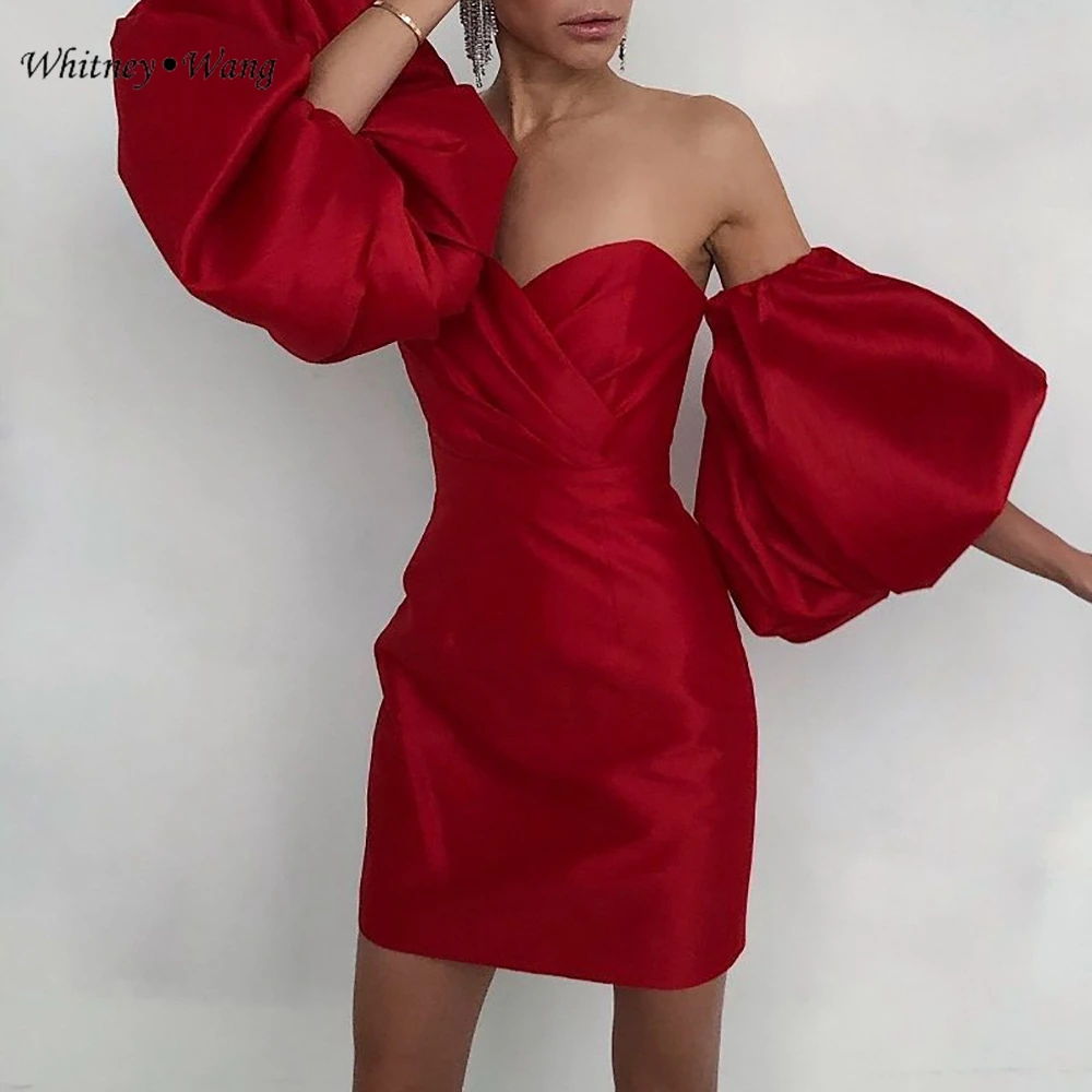 WHITNEY WANG Модное Элегантное мини-платье с пышными рукавами без бретелек женское сексуальное платье для ночного клуба женские вечерние платья