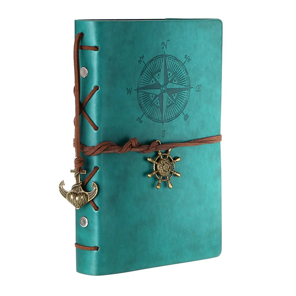 

Blue Classic Vintage Spiral Bound PU Leather Refillable Unlined Travel Journal Sketchbook Notebook Diary Daily Planner Gift
