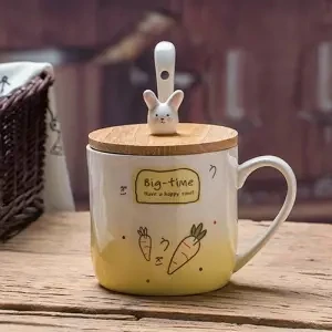 Кружки, керамическая чашка, креативная кошка, единорог, кружка с ложкой с крышкой, чашка для завтрака, молока, самоперемешивающаяся кружка, милая чашка, винный стакан Tazas - Цвет: 400ML set
